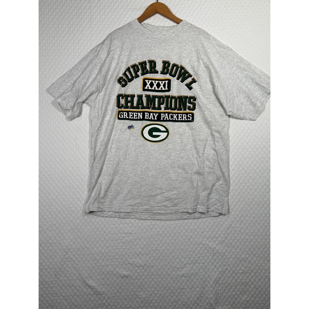 Vintage Green‎ Bay Packers Super Bowl XXXI Champions Logo 7 Sport Shirt XXL FLAW